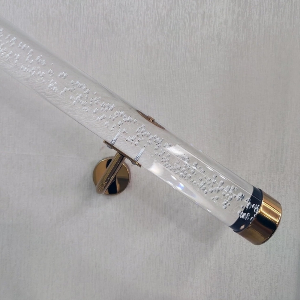 Clear Bubble Tube Wall Sconce with Brass Accents